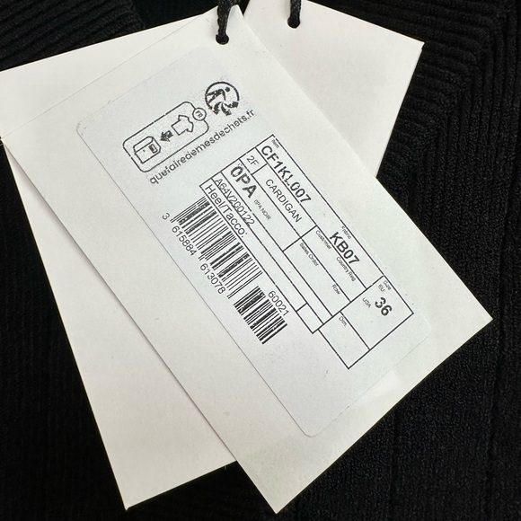 Balmain V-Neck Crop Pointelle Rib Cardigan in Black - Picture 6 of 7